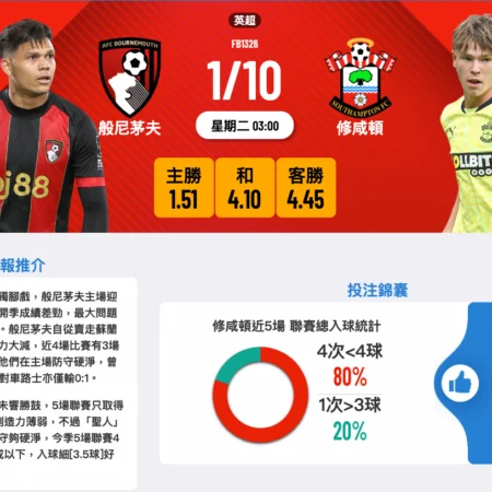 般尼茂夫對陣修咸頓前瞻:誰將在英超賽場脫穎而出?