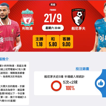 利物浦 vs 般尼茅夫：賽前分析與預測