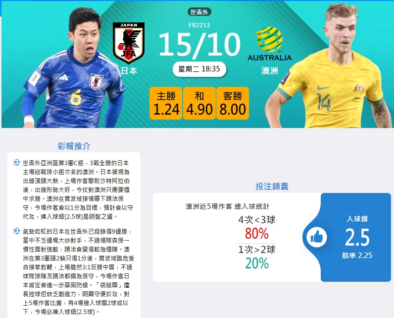 日本对阵澳大利亚