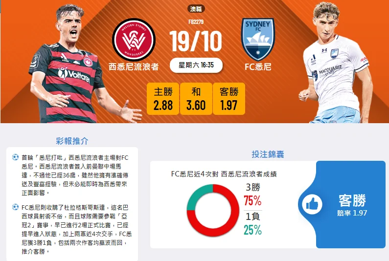 西悉尼流浪者對FC悉尼