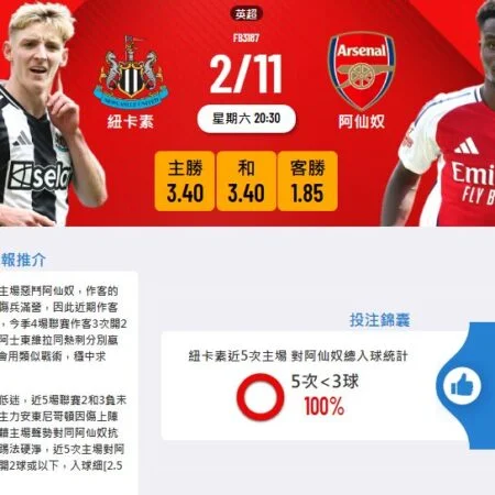「紐卡素對阿仙奴賽前分析與預測:防守決定勝負」