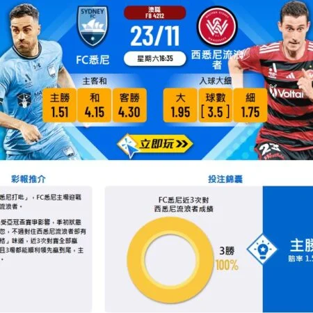 「悉尼德比前瞻:FC悉尼vs西悉尼流浪者,主場能否延續勝勢?」