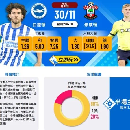 白礼顿对战修咸顿赛前分析:主胜无悬念,修咸顿能否止颓?
