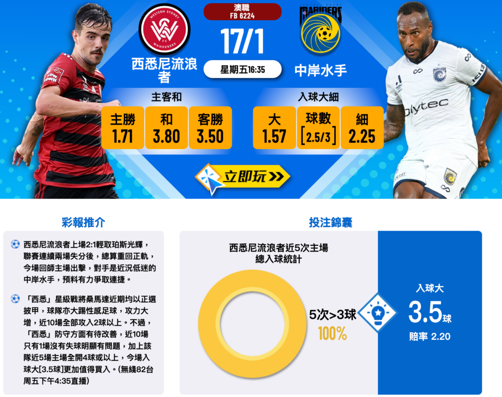 西悉尼流浪者 vs 中岸水手