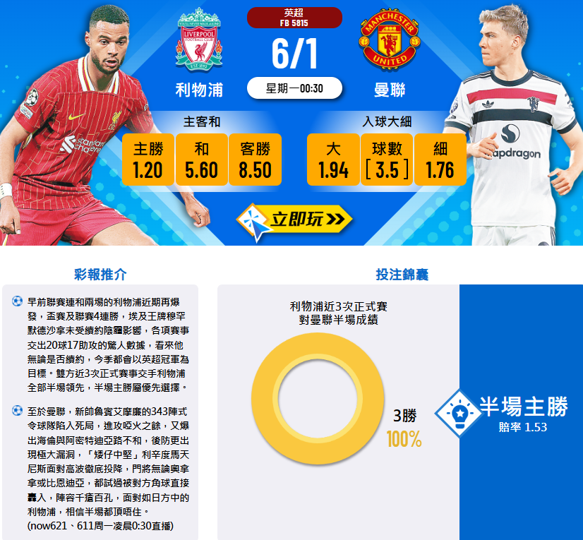 利物浦 vs 曼聯