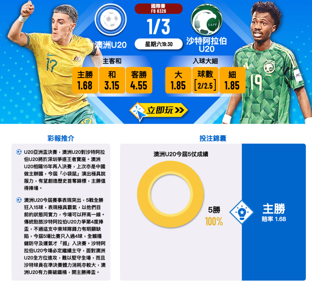 澳洲U20 vs 沙特阿拉伯U20