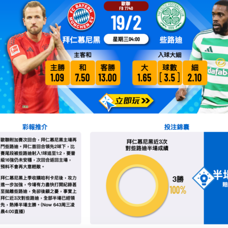 拜仁慕尼黑 vs. 格拉斯哥塞爾提克：全面深入的賽前分析與精確預測