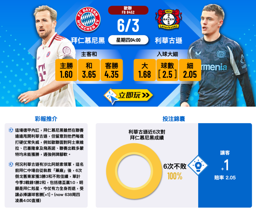 拜仁慕尼黑 vs 利華古遜