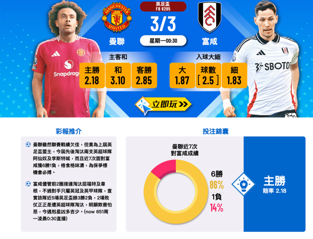 曼聯vs富咸