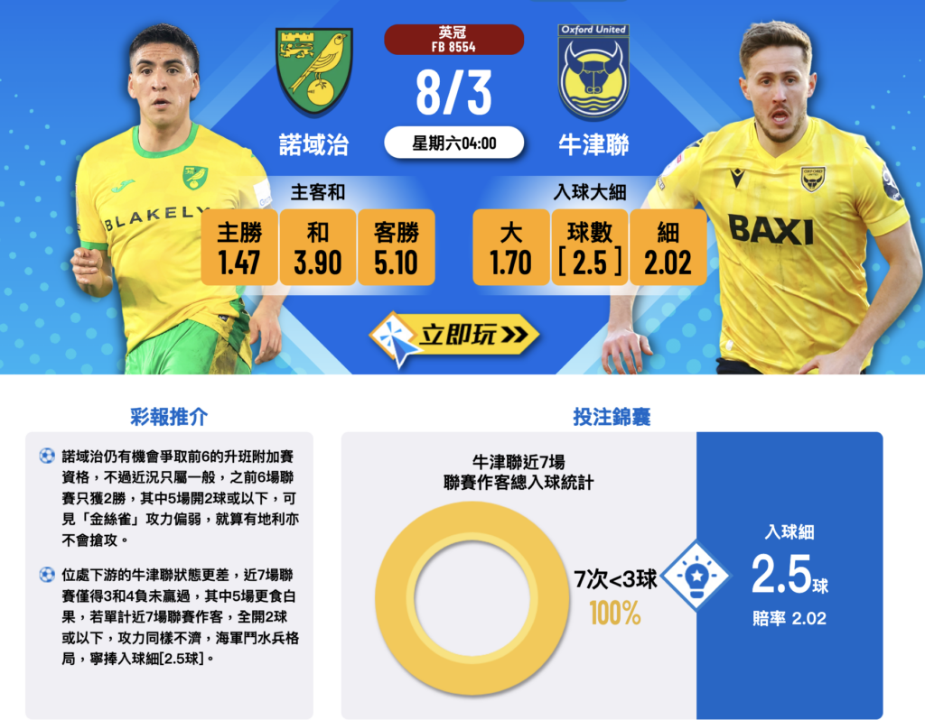 諾域治 vs 牛津聯