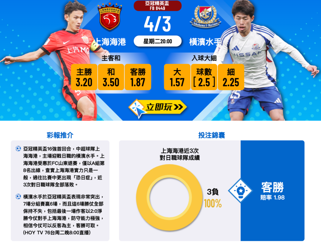 上海海港 vs 橫濱水手